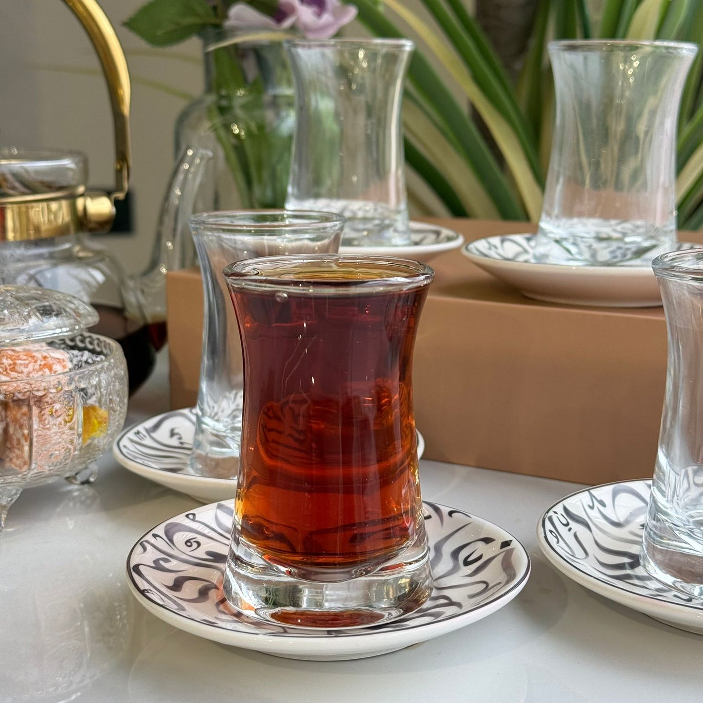 Elegant Double-Wall Tea Glass & Decorative Saucer Set