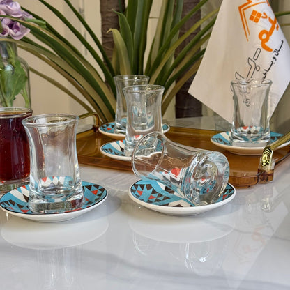 Clear Tea Glass & Decorative Saucer Set