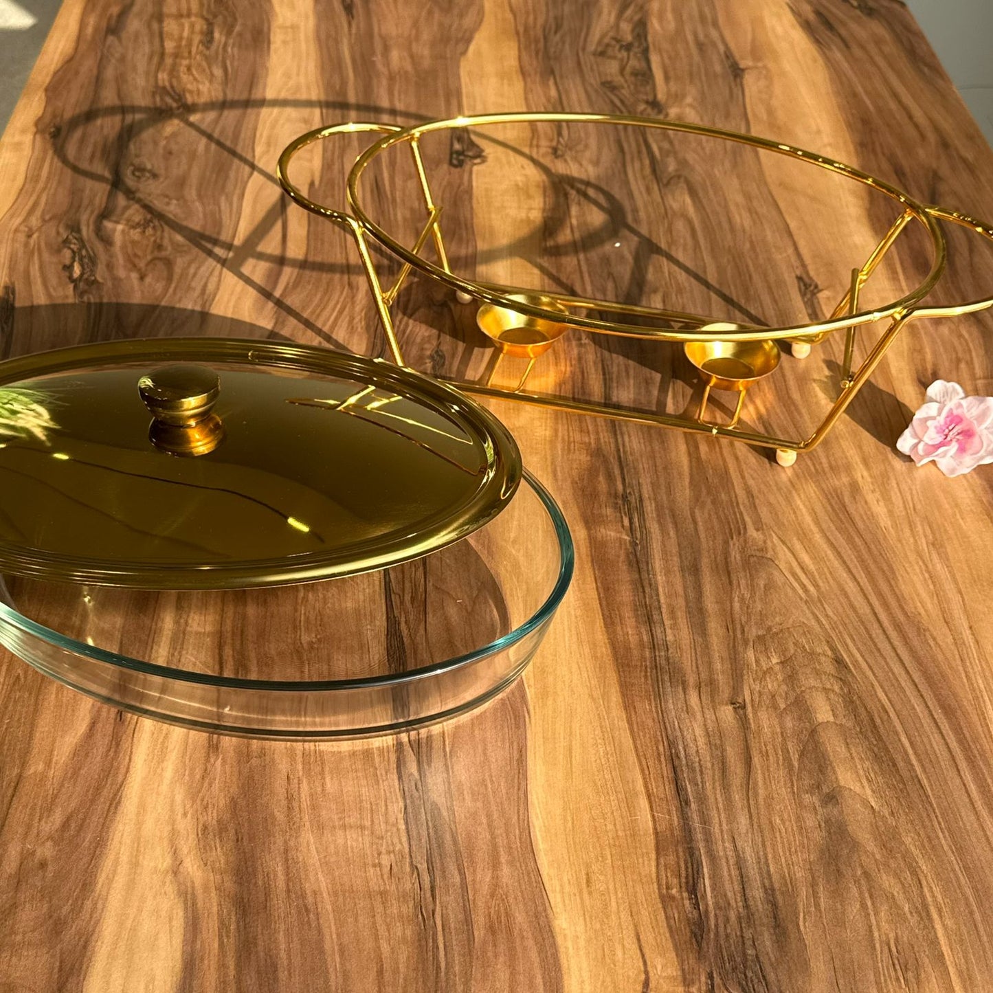 Luxury Gold Glass Chafing Dish Collection – Oval & Round Designs