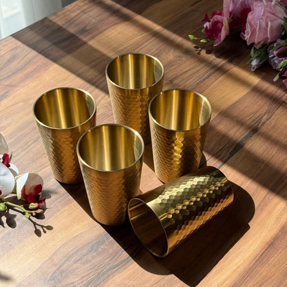 Vintage Luxe Gold Stainless Steel Drinking Glass