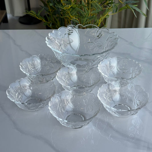 Elegant Glass Dessert & Salad Bowl Set