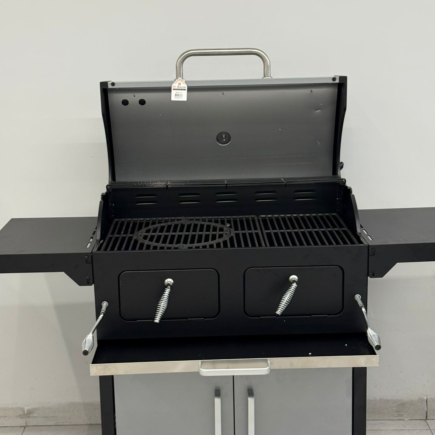 Barbecue Grill with Lid & Removable Round Grill Insert