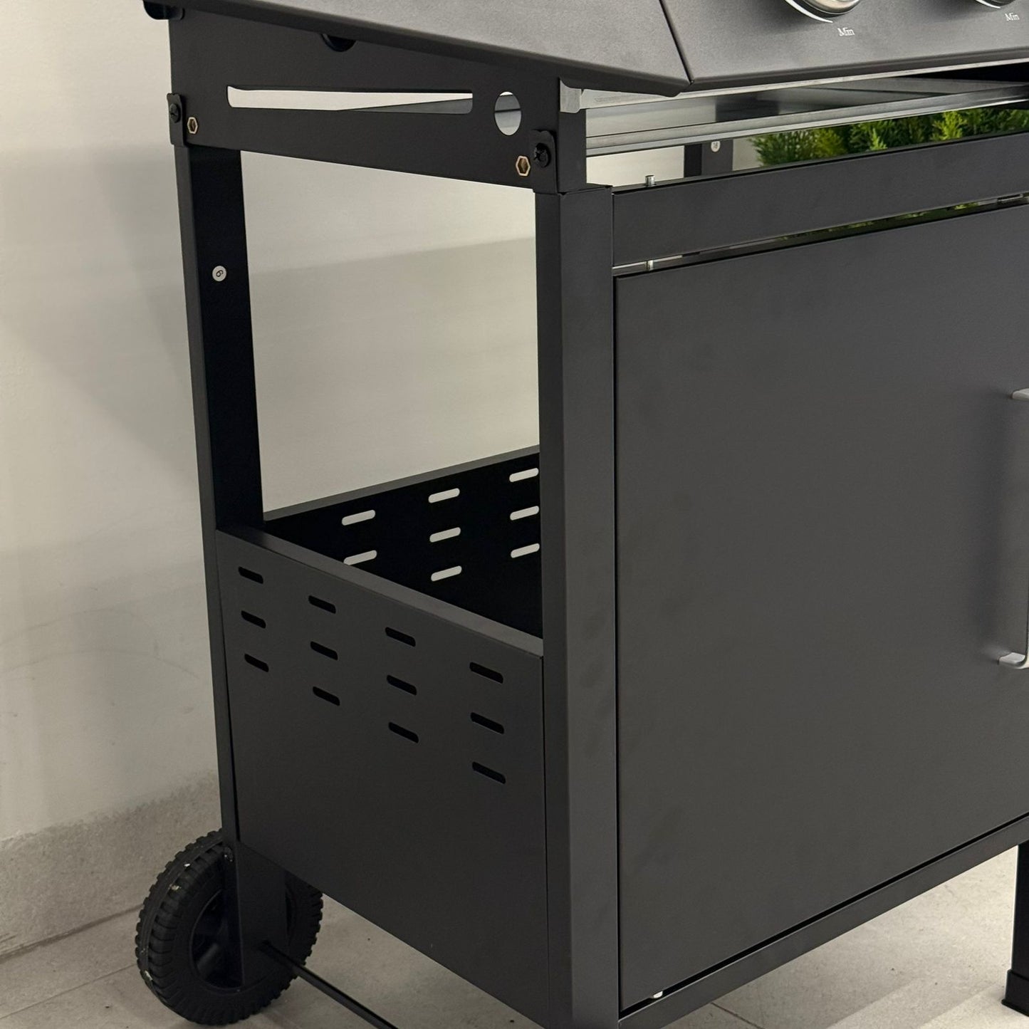 Gas BBQ Grill with Side Shelves & Storage Cabinet