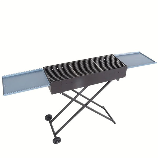 Foldable Barbeque Grill with Side Trays & Wheels