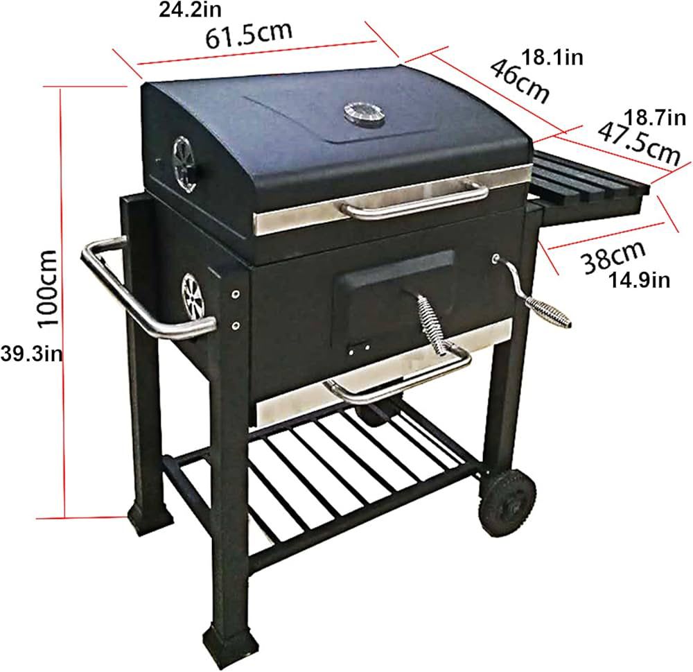 Barbecue Grill with Side & Storage Shelves