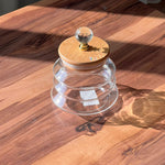 Simple Glass Wooden Lid Storage Jar