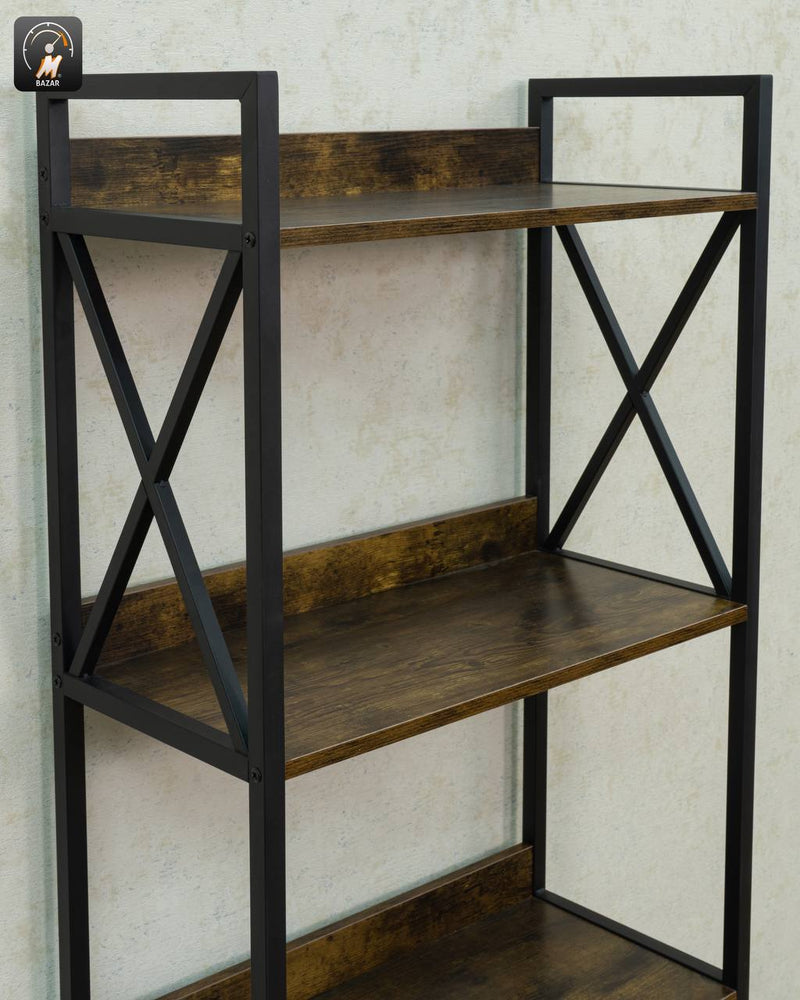 4-Tier Standing Rack with Wooden Shelves