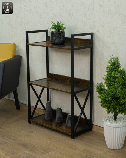 3-Tier Standing Rack with Wooden Shelves