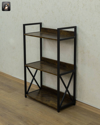 3-Tier Standing Rack with Wooden Shelves