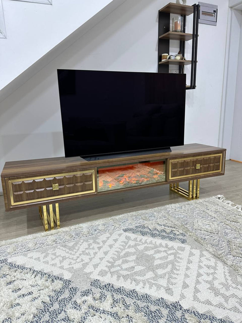 TV Table With Electric Fireplace