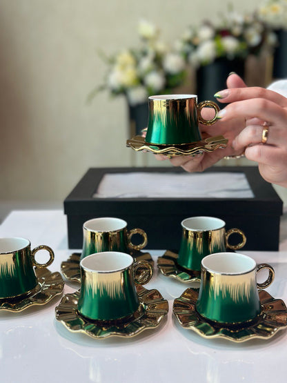 سێتی کوپێکی قاوەیی سیرامیکی بەفری ٦ کوپ ٦ کوپ
