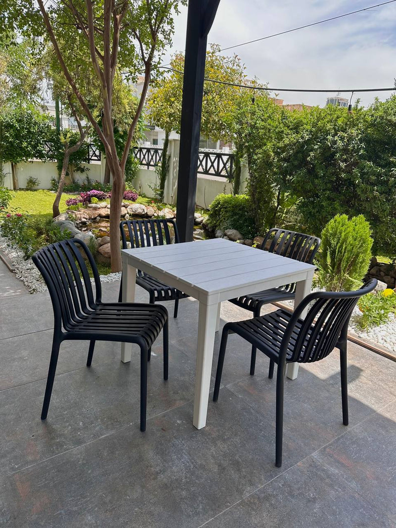 Hely Plastic Table & Zara Chair Outdoor Furniture Set