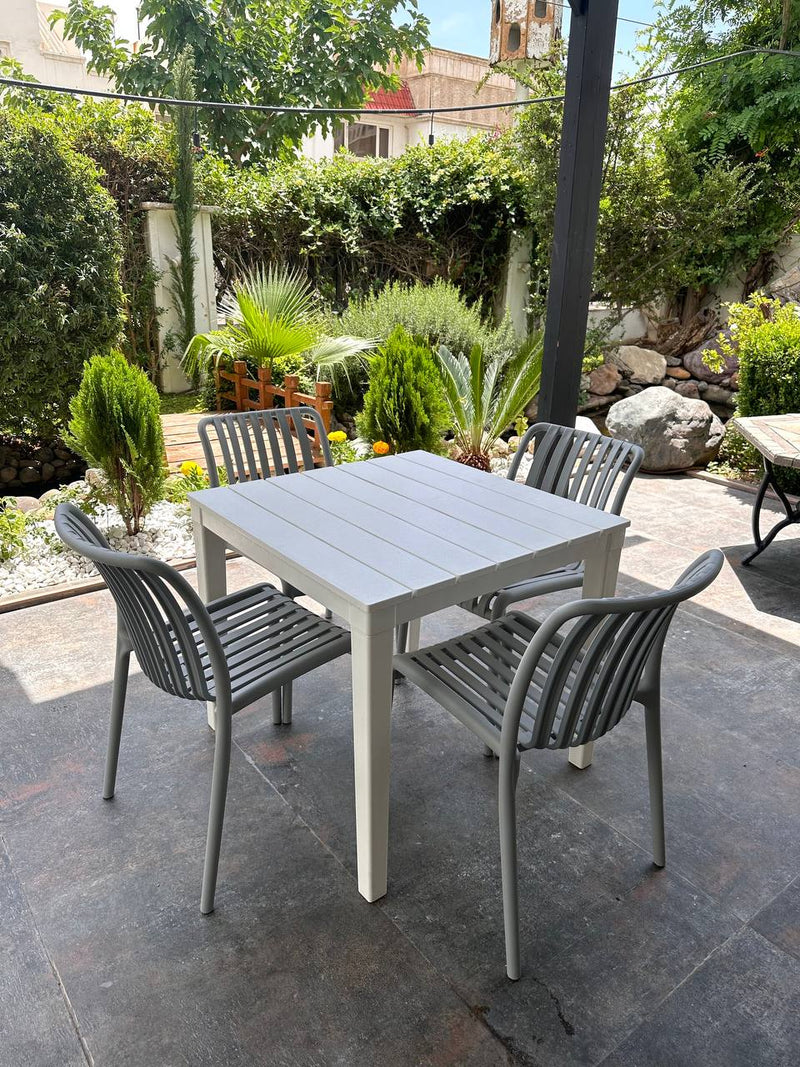 Hely Plastic Table & Zara Chair Outdoor Furniture Set