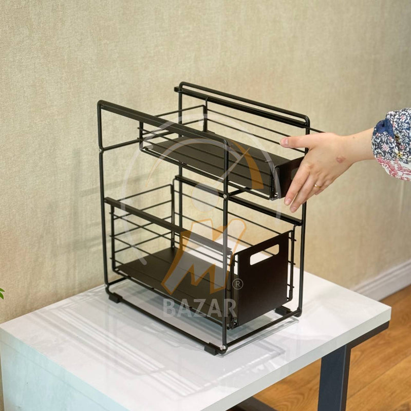 2 Tier Multifunctional Retractable Metal Storage Shelves