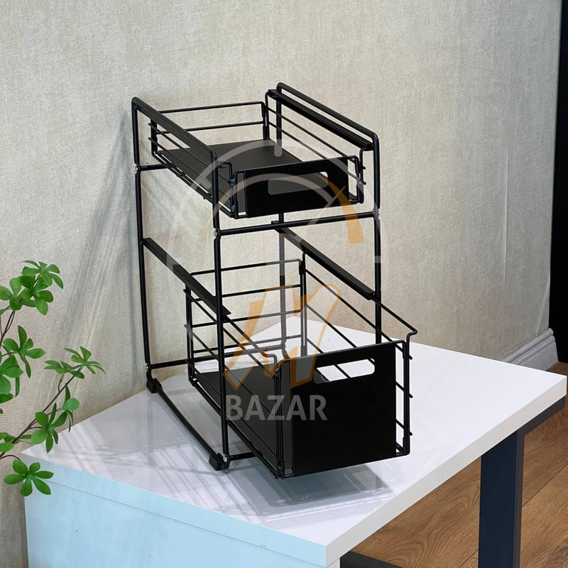 2 Tier Multifunctional Retractable Metal Storage Shelves