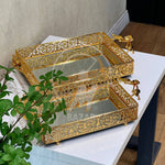 Set of 2 Luxury Decorative Gold Mirror Tray