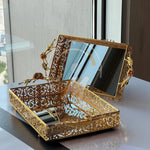 Set of 2 Luxury Decorative Gold Mirror Tray