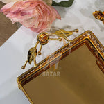 Set of 2 Luxury Decorative Gold Bronze Mirror Tray