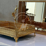 2Pcs Luxury Decorative Gold Bronze Mirror Tray