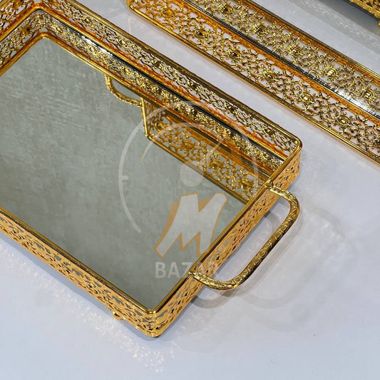 سێتی 2 سینی ئاوێنەیەکی زێڕینی دیکۆراتی لوکس
