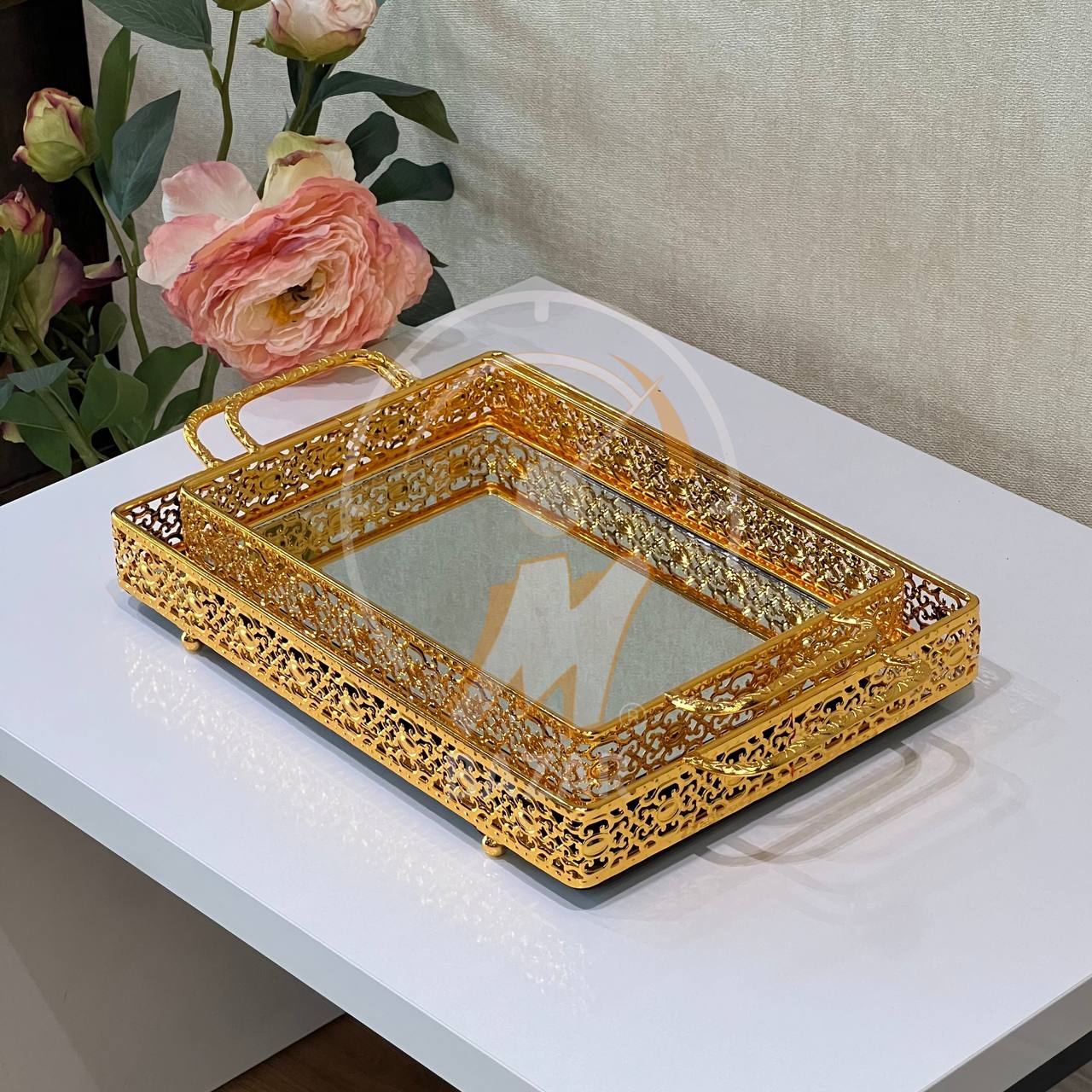 سێتی 2 سینی ئاوێنەیەکی زێڕینی دیکۆراتی لوکس