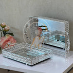 2Pcs Luxury Decorative Silver Mirror Tray