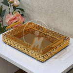 2Pcs Luxury Decorative Gold Bronze Mirror Tray