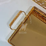 2Pcs Luxury Decorative Gold Bronze Mirror Tray