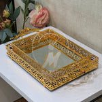 2Pcs Luxury Decorative Gold Mirror Tray