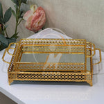 2Pcs Luxury Decorative Gold Mirror Tray