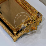 2Pcs Luxury Decorative Gold Bronze Mirror Tray