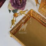 2Pcs Luxury Decorative Gold Bronze Mirror Tray