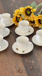 Set of 6 Sliver Edge Ceramic Coffee Cup Set