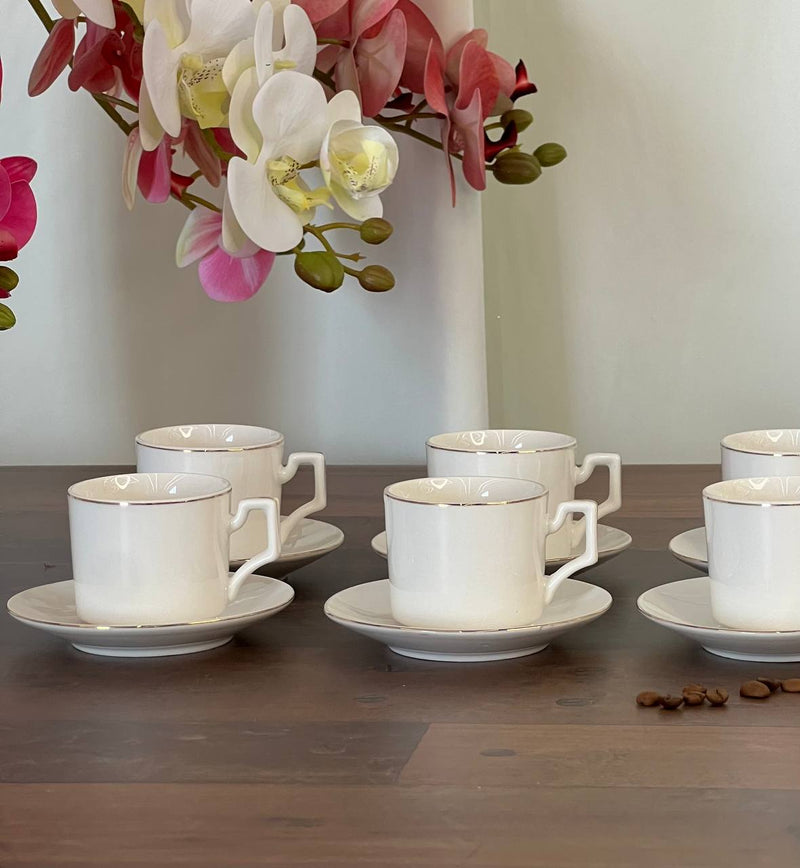 Set of 6 Sliver Edge Ceramic Coffee Cup Set