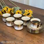 Set of 6 Gold Edge Ceramic Coffee Cup Set