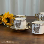 Set of 6 Gold Edge Ceramic Coffee Cup Set