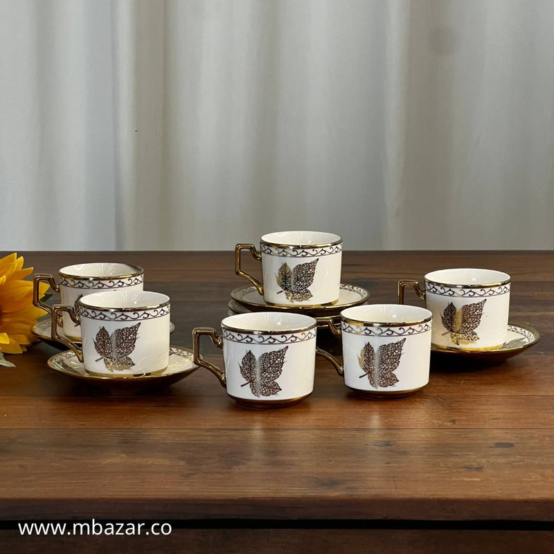 Set of 6 Gold Edge Ceramic Coffee Cup Set