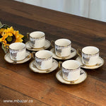 Set of 6 Gold Edge Ceramic Coffee Cup Set