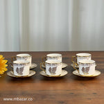 Set of 6 Gold Edge Ceramic Coffee Cup Set