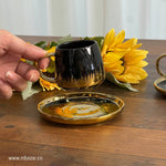 Set of 6 Gold Edge Ceramic Coffee Cup Set