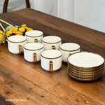 Set of 6 Gold Edge Ceramic Coffee Cup Set