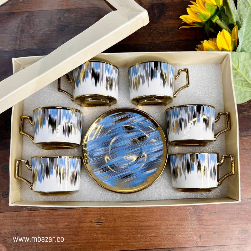 Set of 6 Gold Edge Ceramic Coffee Cup Set