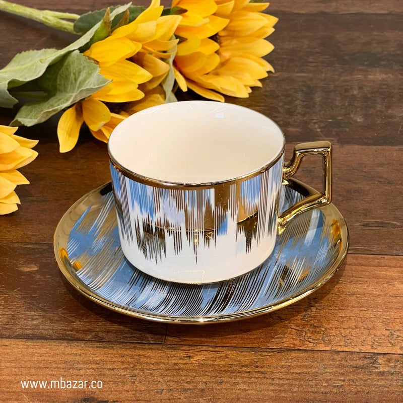 Set of 6 Gold Edge Ceramic Coffee Cup Set