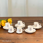 Set of 6 Silver Edge Ceramic Coffee Cup Set