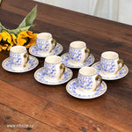 Set of 6 Decorated Edge Ceramic Coffee Cup Set