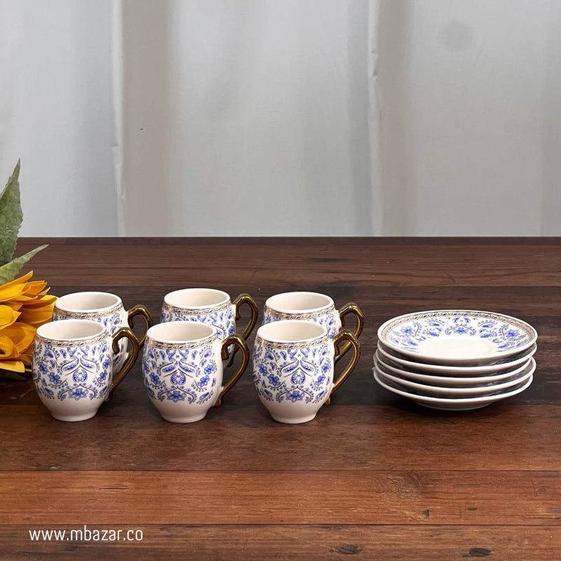 Set of 6 Decorated Edge Ceramic Coffee Cup Set