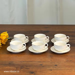 Set of 6 Silver Edge Ceramic Coffee Cup Set