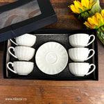 Set of 6 Silver Edge Ceramic Coffee Cup Set