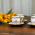 Set of 6 Gold Edge Ceramic Coffee Cup Set