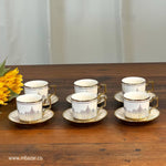 Set of 6 Gold Edge Ceramic Coffee Cup Set